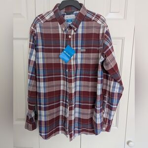 Columbia Shirt Mens Large Red Plaid Rapid Rivers Western Cowboy Hike.